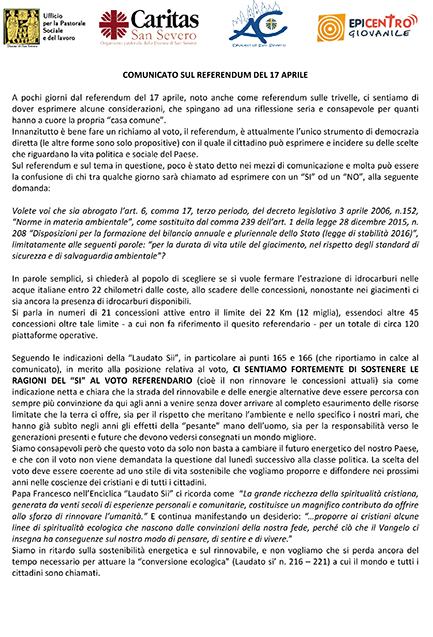 Comunicato congiunto sul Referendum del 17 aprile